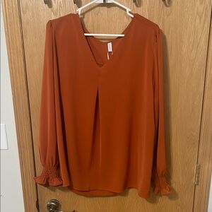 Women's Rust V-Neck Blouse
